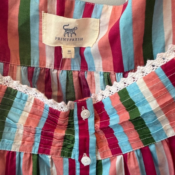 NWOT Printfresh Back to Bed Pajama Set Multicolor Striped 2x - Picture 3 of 7